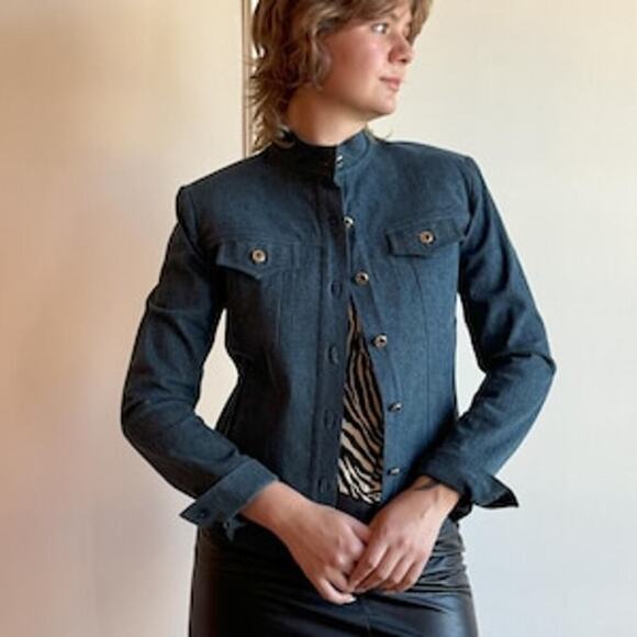 St. John Sport Marie Gray denim blue jacket sz medium vintage